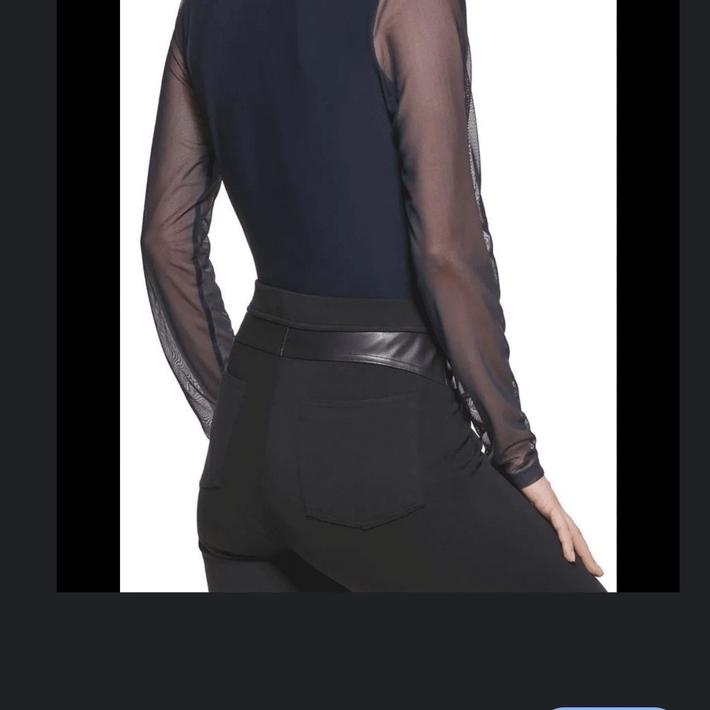DKNY Black V-Neck Sheer Arms Double Snap Ballet Bodysuit Top (XL) - Picture 15 of 15
